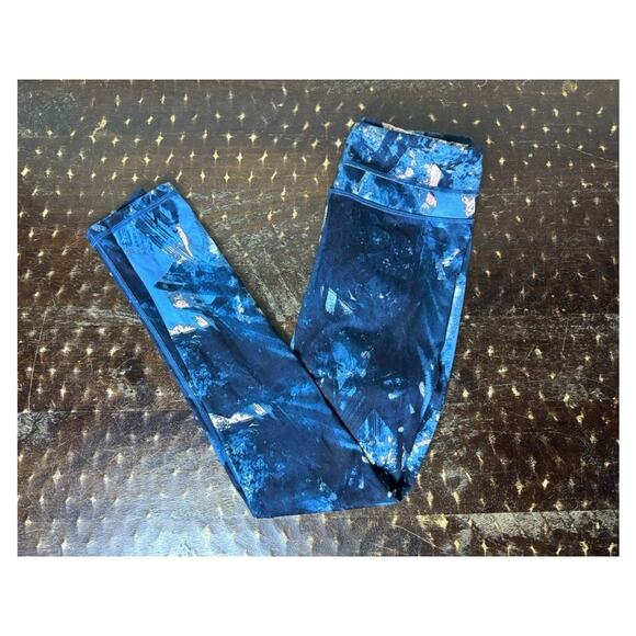 Lucy Activewear XS Blue Abstract Print High Rise Athletic Leggings - Picture 1 of 3